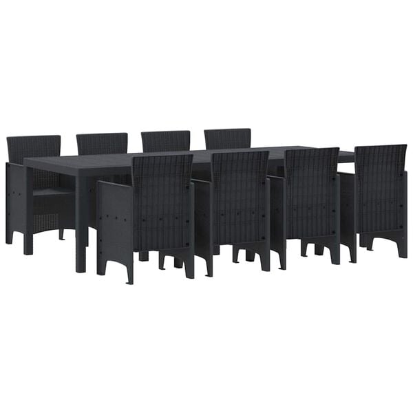 vidaXL Garden Dining Set 9 pcs Anthracite Polt rattan