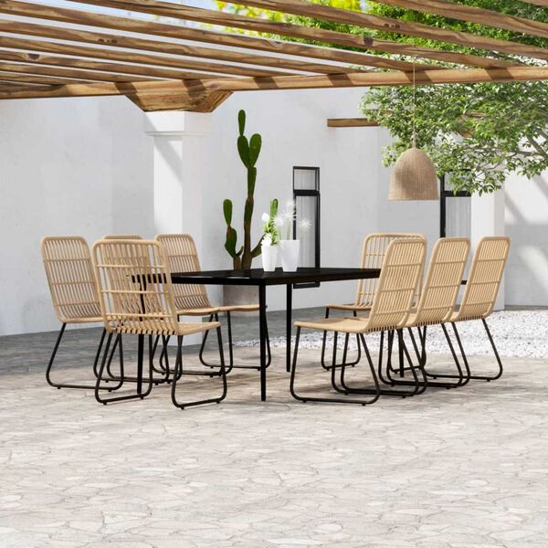 vidaXL 9 Piece Garden Dining Set Oak