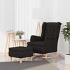 vidaXL Armchair with Rocking Legs and Stool Black Fabric