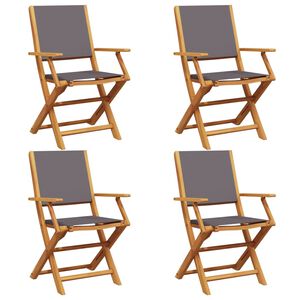 vidaXL Folding Garden Chairs 4 pcs Anthracite Fabric and Solid Wood