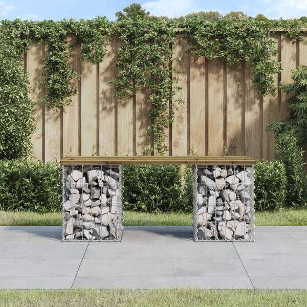 vidaXL Garden Bench Gabion Design 103x31x42 cm Impregnated Wood Pine