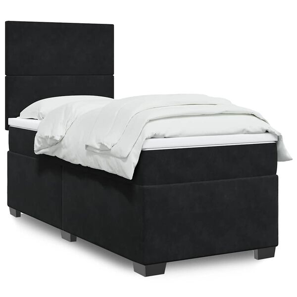 vidaXL Box Spring Bed with Mattress Black King Single Velvet