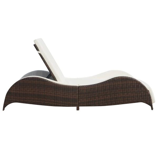 vidaXL Sun Lounger with Cushion Poly Rattan Brown