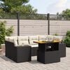 vidaXL 7 Piece Garden Sofa Set with Cushions Black Poly Rattan