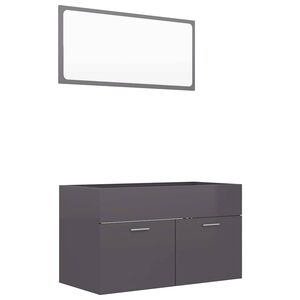 vidaXL 2 Piece Bathroom Furniture Set High Gloss Grey Engineered Wood