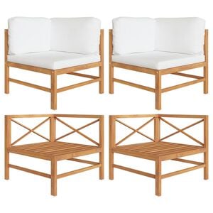 vidaXL Corner Sofas 2 pcs with Cream Cushions Solid Teak Wood