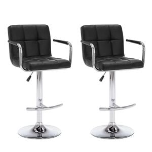 vidaXL Bar Stools 2 pcs Black Faux Leather