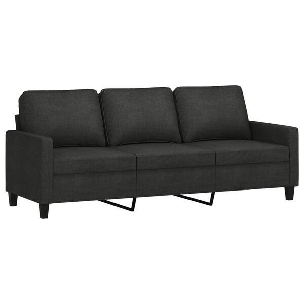 vidaXL 2 Piece Sofa Set with Cushions Black Fabric