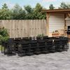 vidaXL 17 Piece Garden Dining Set with Cushions Black Poly Rattan