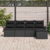 vidaXL Garden Sofa Set with Cushion 5 pcs Black Poly Rattan