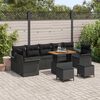vidaXL Garden Sofa Set Height-Adjustable 10 pcs Black Poly Rattan
