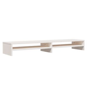 vidaXL Monitor Stand | White | Solid pine wood | 100x24x13 cm | Monitor Stand