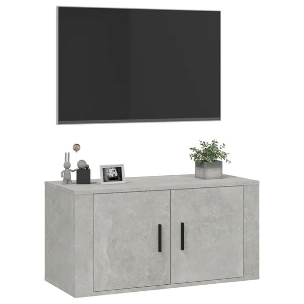 vidaXL Wall Mounted TV Cabinet Concrete Grey 80x34.5x40 cm