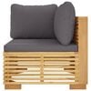 vidaXL Garden Corner Sofa with Dark Grey Cushions Solid Wood Teak