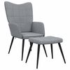 vidaXL Relaxing Chair with a Stool Light Grey Fabric