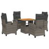 vidaXL 5 Piece Garden Dining Set with Cushions Grey Poly Rattan