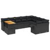 vidaXL 10 Piece Garden Sofa Set with Cushions Black Poly Rattan