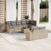 vidaXL 10 Piece Garden Sofa Set with Cushions Beige Poly Rattan