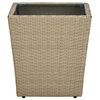 vidaXL Tea Table Beige 41.5x41.5x44 cm Poly Rattan and Tempered Glass
