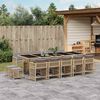 vidaXL 15 Piece Garden Dining Set with Cushions Mix Beige Poly Rattan