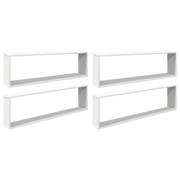vidaXL Wall Cube Shelf 4 pcs White 100x15x30 cm Engineered Wood