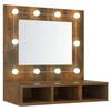 vidaXL Mirror Cabinet with LED Smoked Oak 60x31,5x62 cm