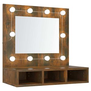 vidaXL Mirror Cabinet with LED Smoked Oak 60x31,5x62 cm