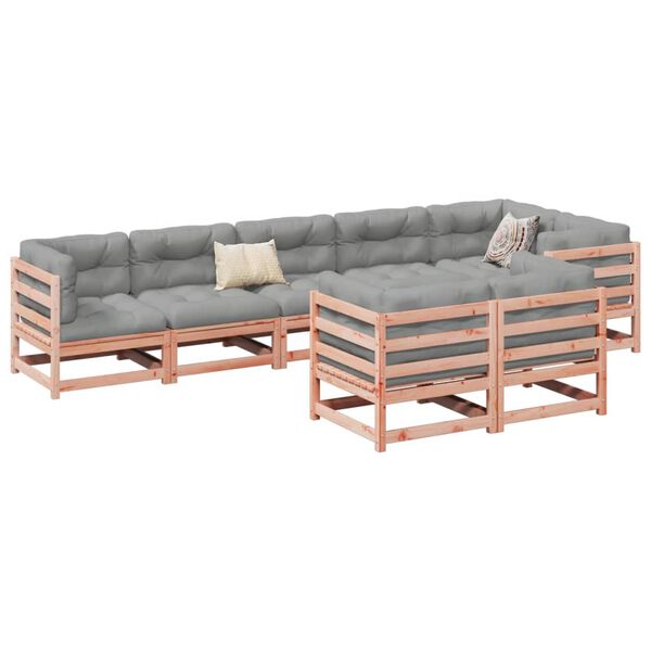 vidaXL 8 Piece Garden Sofa Set with Cushions Solid Wood Douglas Fir