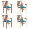 vidaXL Stackable Garden Chairs with Cushions 4 pcs Solid Teak Wood