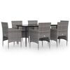 vidaXL 7 Piece Garden Dining Set with Cushions Grey and Black
