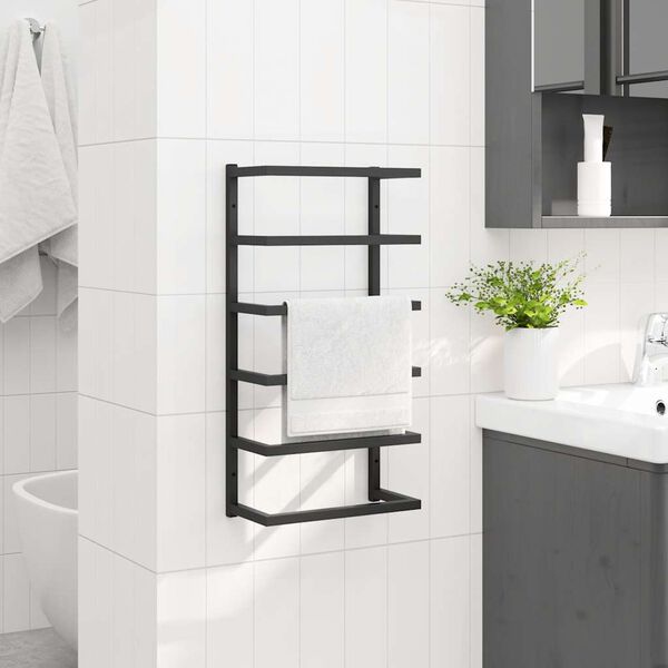 vidaXL Towel Rack Black 24x12x48 cm Steel