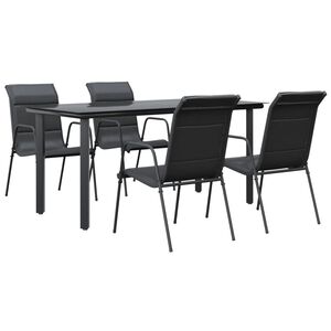 vidaXL 5 Piece Garden Dining Set Black Steel and Textilene