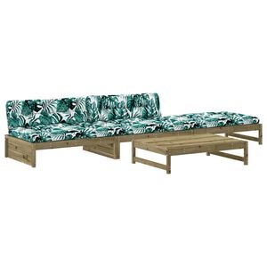 vidaXL 4 Piece Garden Lounge Set with Cushions Impregnated Wood Pine