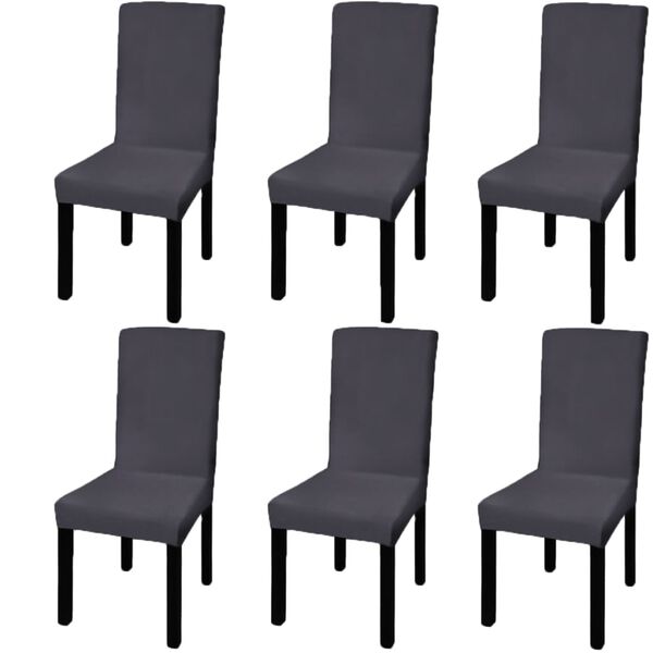 vidaXL Straight Stretchable Chair Cover 6 pcs Anthracite