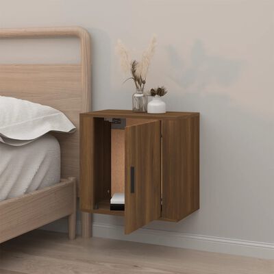 vidaXL Wall-mounted Bedside Cabinet Brown Oak 50x30x47 cm
