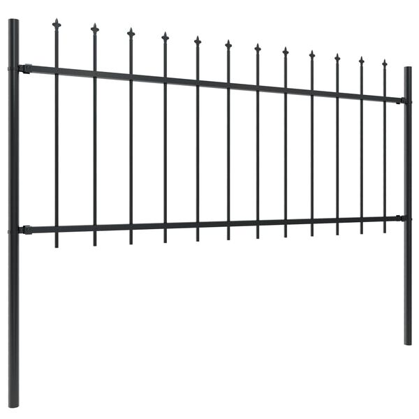 vidaXL Garden Fence with Spear Top Steel 892.5x80 cm Black