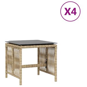 vidaXL Garden Stools with Cushions 4 pcs Mix Beige 41x41x36 cm Poly Rattan