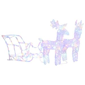 vidaXL Reindeers & Sleigh Christmas Decoration 160 LEDs 130 cm Acrylic