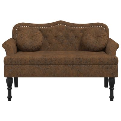 vidaXL Bench with Cushions Brown 120.5x65x75 cm Faux Suede Leather