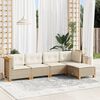 vidaXL 5 Piece Garden Sofa Set with Cushions Beige Poly Rattan