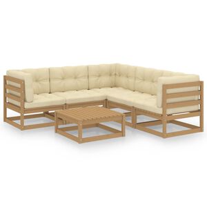 vidaXL 6 Piece Garden Lounge Set with Cushions Solid Pinewood