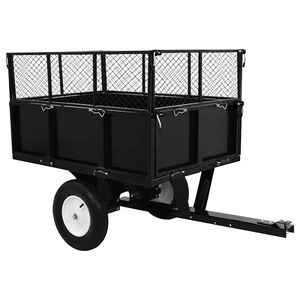 vidaXL Tipping Trailer | Black | Steel | Large | Detachable | Tipping Trailer