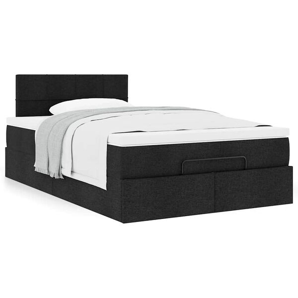 vidaXL Ottoman Bed with Mattress Black King Single Fabric