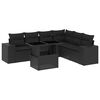 vidaXL 7 Piece Garden Sofa Set with Cushions Black Poly Rattan