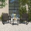 vidaXL 3 Piece Garden Lounge Set with Cushions Black Poly Rattan