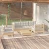 vidaXL 6 Piece Garden Lounge Set with Cream Cushions Pinewood