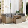vidaXL 7 Piece Garden Sofa Set with Cushions Beige Poly Rattan