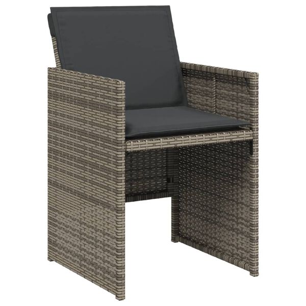 vidaXL Garden Chairs with Cushions 4 pcs Grey Poly Rattan