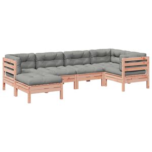 vidaXL 6 Piece Garden Sofa Set with Cushions Solid Wood Douglas Fir