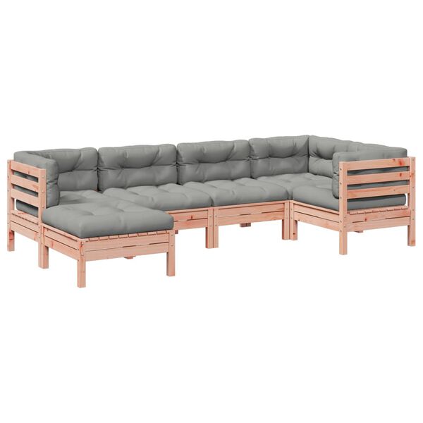 vidaXL 6 Piece Garden Sofa Set with Cushions Solid Wood Douglas Fir